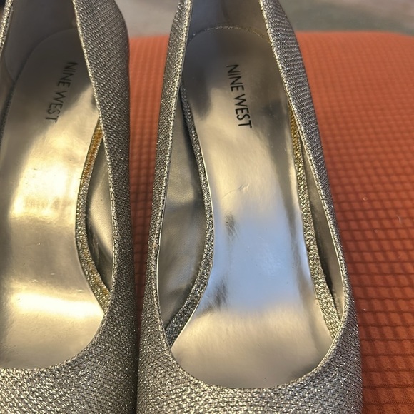 Nine West Silver Open Toe Platform Heels - Picture 8 of 13